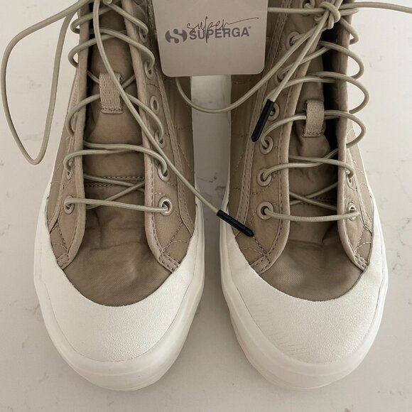 Superga Super 2644 Alpina Quilted Nylon Lace Up Boots Grey Fossil-F Sz 7.5-8.5W - Picture 4 of 16